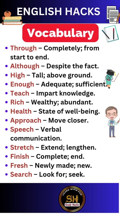 Daily use Important vocabulary words for exam 2024 22 #studyhacks123 #vocabulary #english #shorts