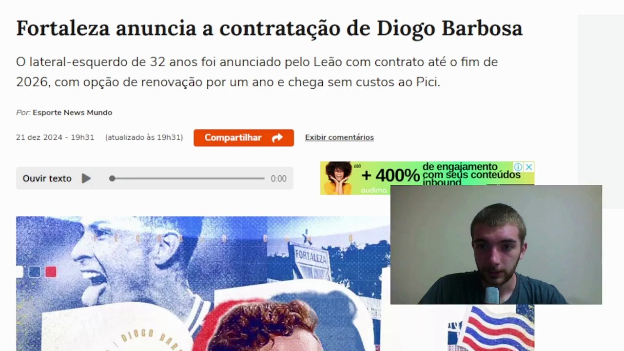 Diogo Barbosa novo reforço para o Fortaleza