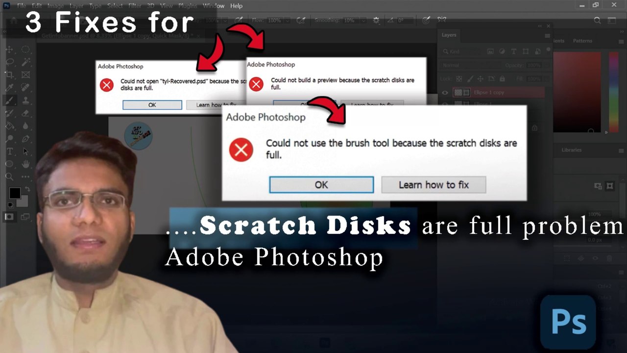 3 Fixes for could not… because the scratch disks are full in Adobe Photoshop
