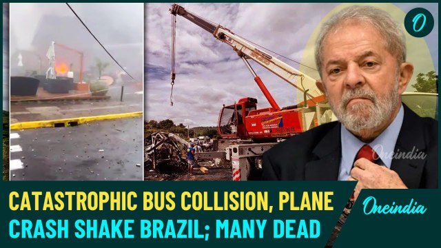 Double Disaster in Brazil: 38 Killed in Bus Crash, Plane Carrying 10 Crashes Into Shops | VIDEO