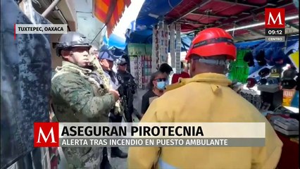 Se incendia puesto de pirotecnia clandestina en Tuxtepec, Oaxaca; decomisan 25 kilos
