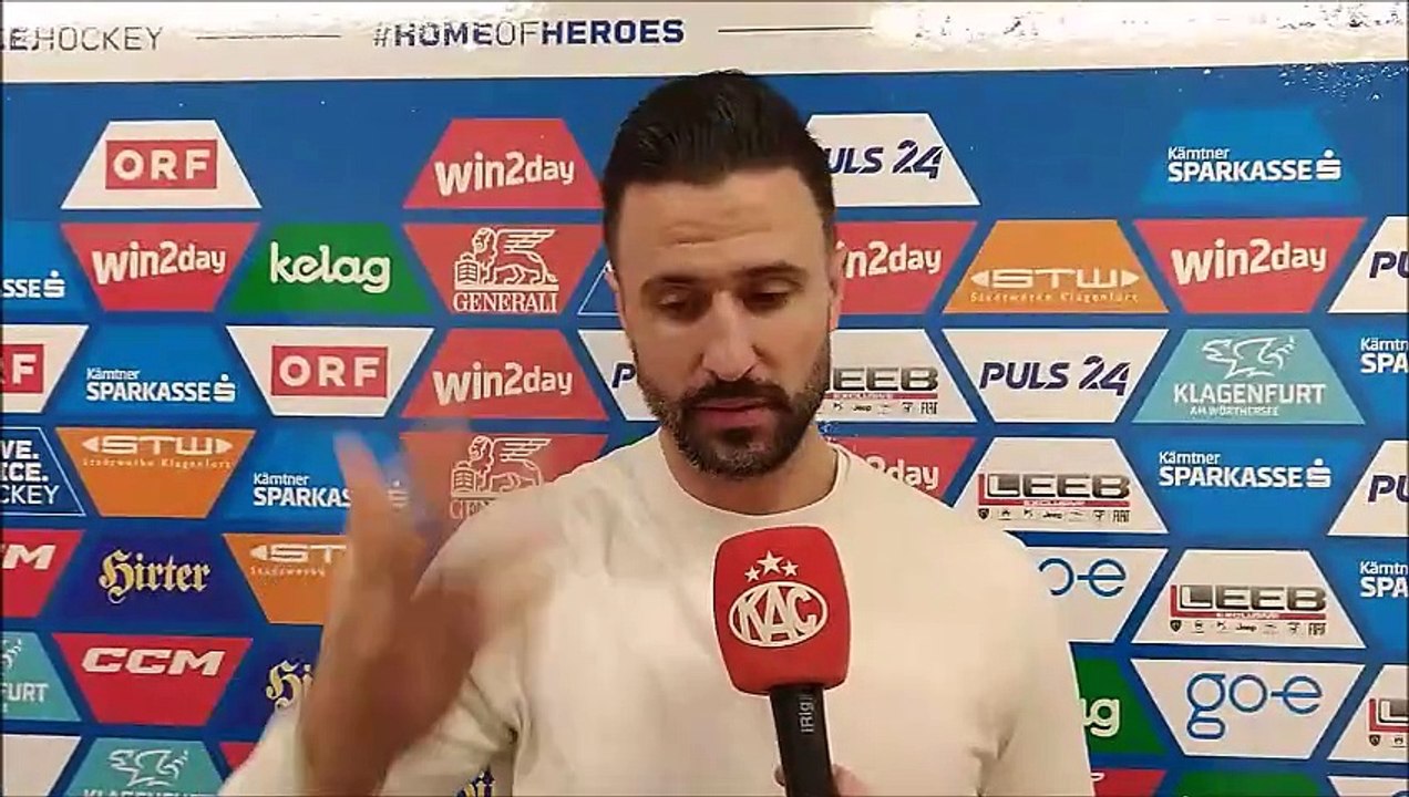 David Fischer (KAC) nach dem Sieg gegen Salzburg