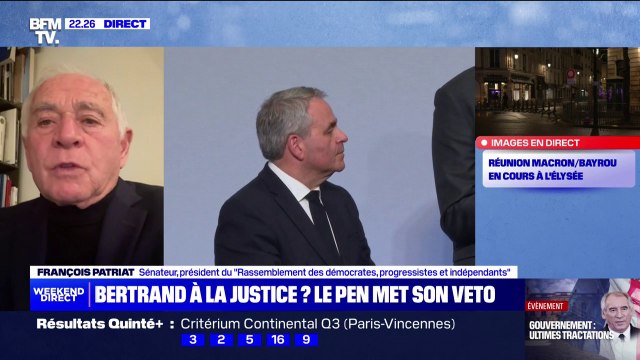 Formation du gouvernement Bayrou: Il ne faut pas s'occuper de ce que pense ou de ce que préconise le Rassemblement national , affirme le sénateur François Patriat