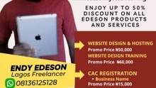 EDESON XMAS PROMO 2024; Website Design ₦50,000, Training ₦60,000,  CAC Company Registration ₦35,000, Passport ₦70,000