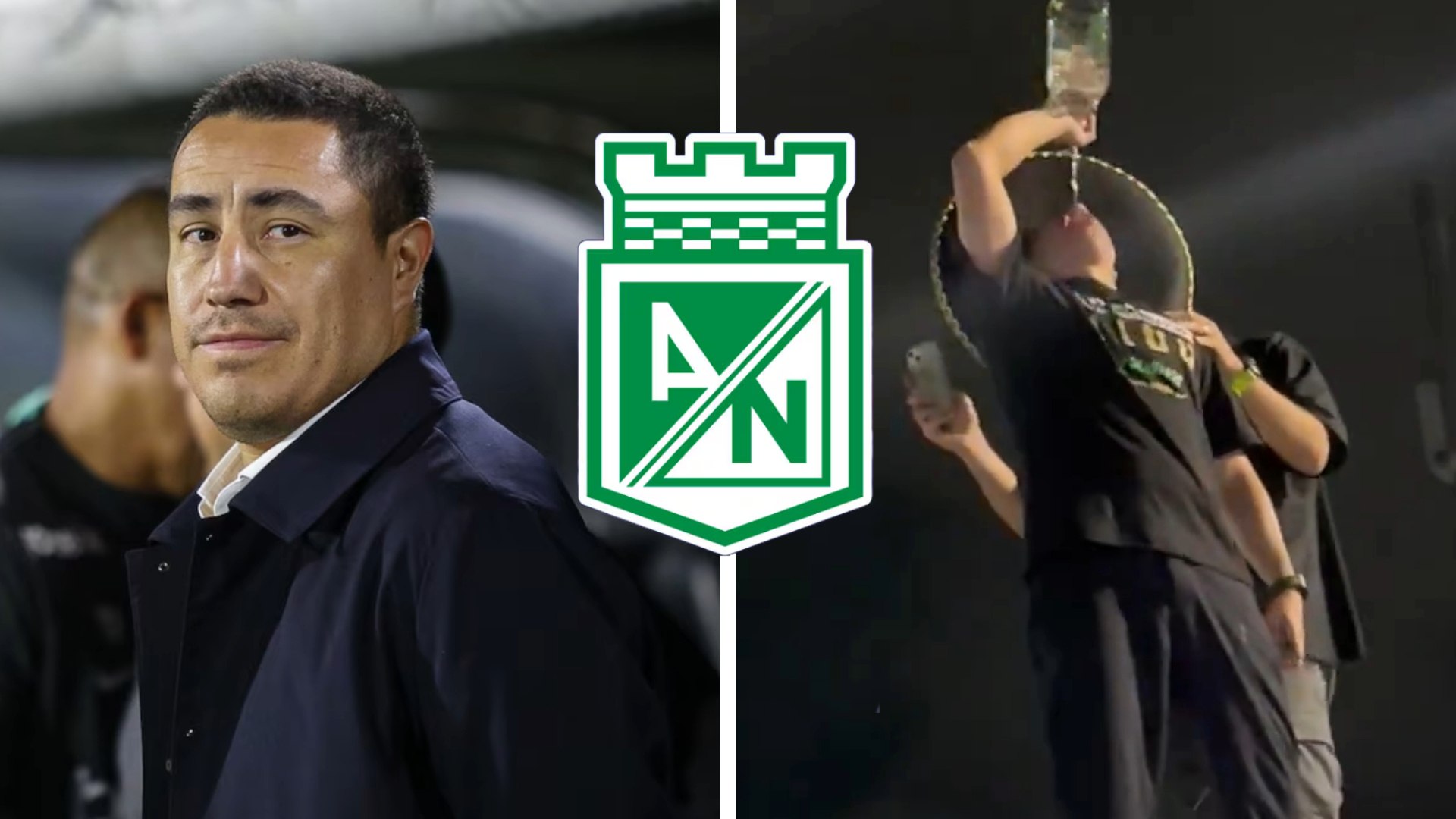 Efran Jurez festeja el campeonato del Atltico Nacional con tequila y todo