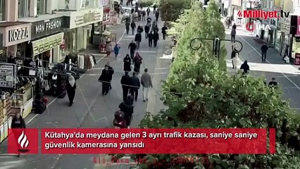 Kütahya'da trafik kazaları anbean görüntülendi