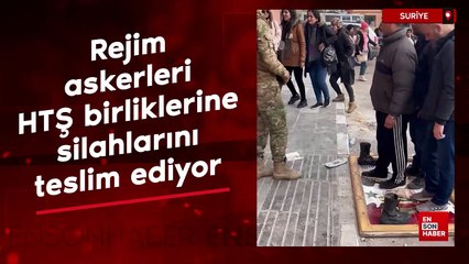 Esad'a hizmet eden rejim askerleri HTŞ birliklerine silahlarını teslim ediyor