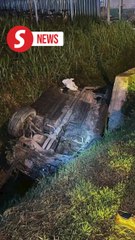Mother dies, husband and sons injured after car ends up in ditch in KK