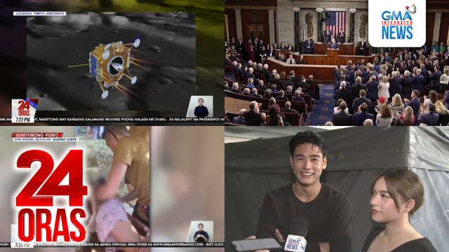 24 Oras: (Part 3) Batang naaktuhang nalulunod na sa ilog, naisalba ng napadaang mga sundalo; pagkakahati-hati ng U.S. Congress, kita sa unang talumpati sa kanila ni U.S. Pres. Trump; Jillian Ward at Michael Sager, emosyonal sa isang..., atbp.