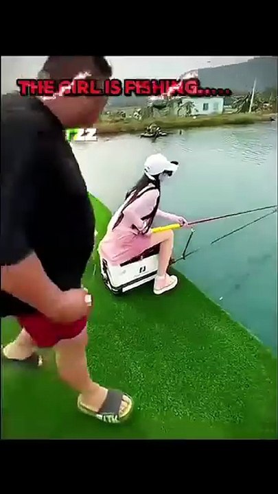 THE GIRL FISHING BUT MAN CONFIDENT