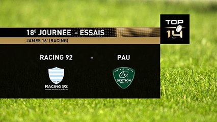 TOP 14 - Essai de Samuel JAMES (R92) - Racing 92 - Section Paloise
