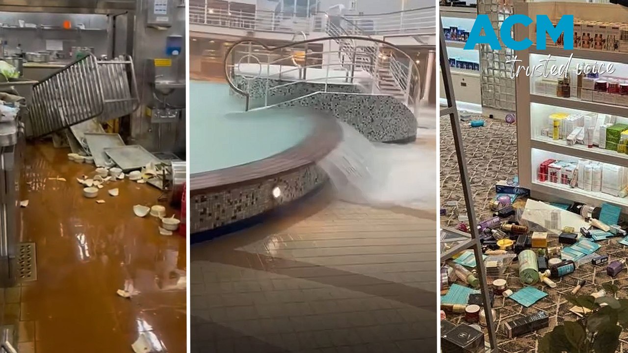 Cruise chaos as Crown Princess ship tilts sideways in wild NZ weather