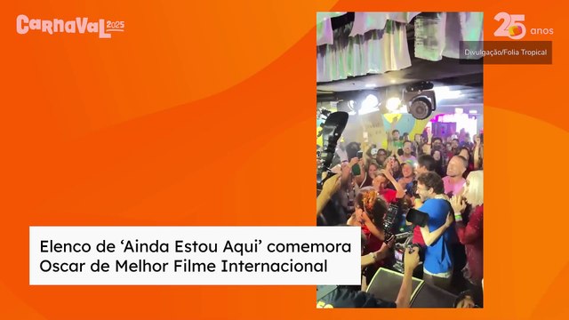 Elenco de ‘Ainda Estou Aqui’ comemora Oscar de Melhor Filme Internacional em camarote na Sapucaí
