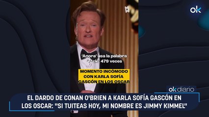 El dardo de Conan O'Brien a Karla Sofía Gascón en los Oscar: "Si tuiteas hoy, mi nombre es Jimmy Kimmel"