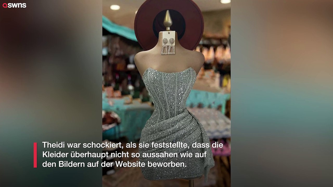 Frau am Boden zerstört, als sich herausstellt, dass das online bestellte Kleid nur ein 'Stück Stoff' ist
