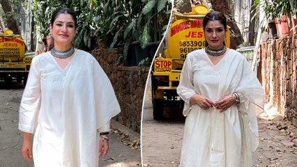 Raveena Tandon's Crystal White Charismatic Ethnic Avatar Is Too Elegant! Star Lady Snapped In City!