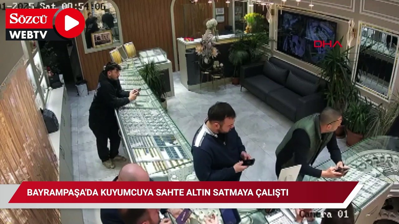 Bayrampaşa'da kuyumcuya sahte altın satmaya çalıştı; çalışanlarla şüpheli arasındaki arbede kamerada