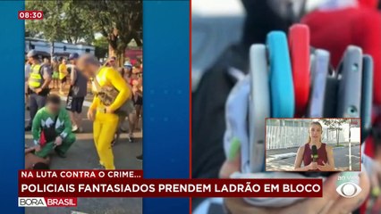 'Power Rangers' prendem homem com celulares roubados em bloco de Carnaval
