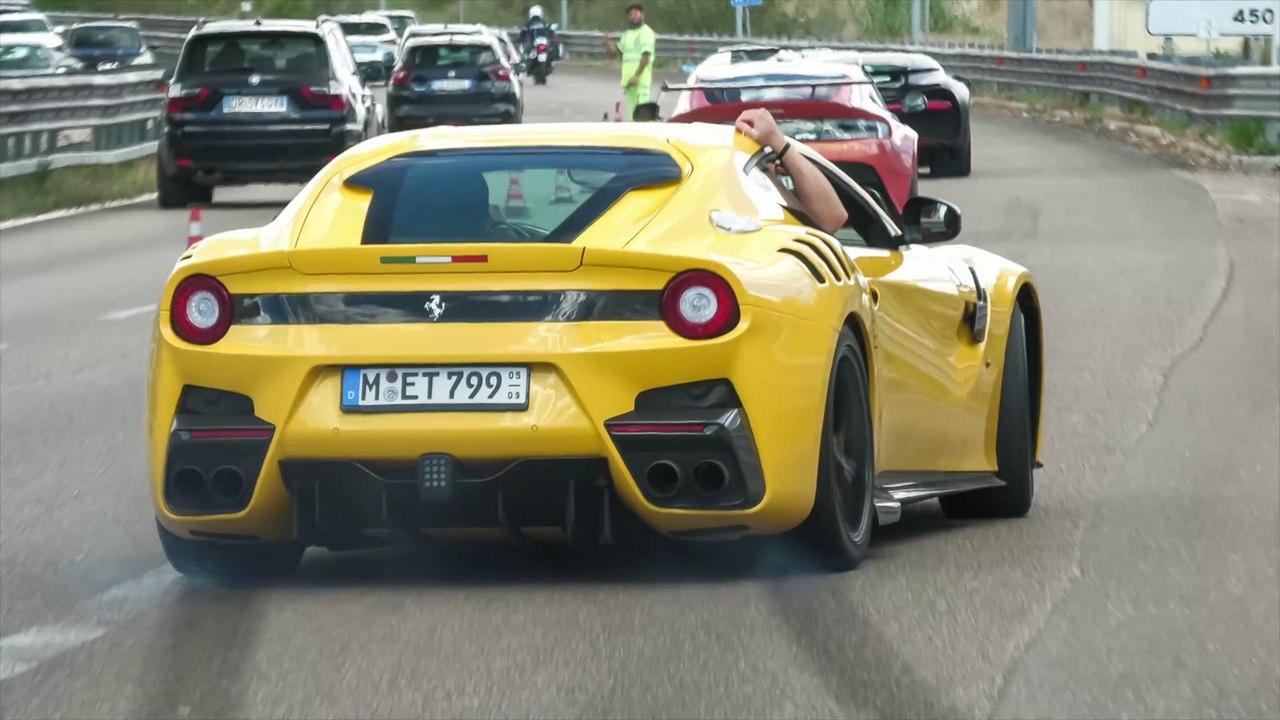Ferrari F12 TDF - CRAZY Powerslides, Accelerations & Revs !