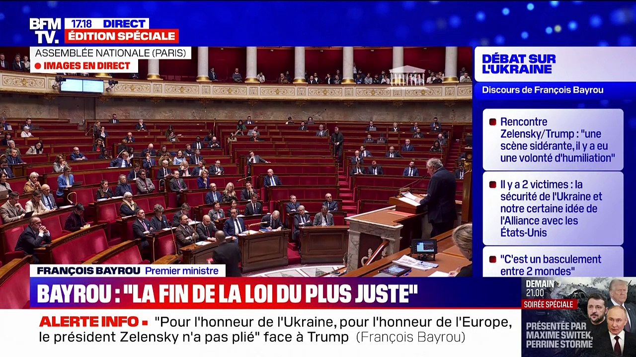 Le clash entre Donald Trump et Volodymyr Zelenskya marqué la fin de "l'idée de l'identité et de l'unité de l'Occident", selon François Bayrou