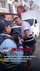Usuarios en redes no han dejado pasar la oportunidad de burlarse de un hombre que intentó huir de la policía, pero terminó lastimándose al cerrarse la puerta del auto en la mano