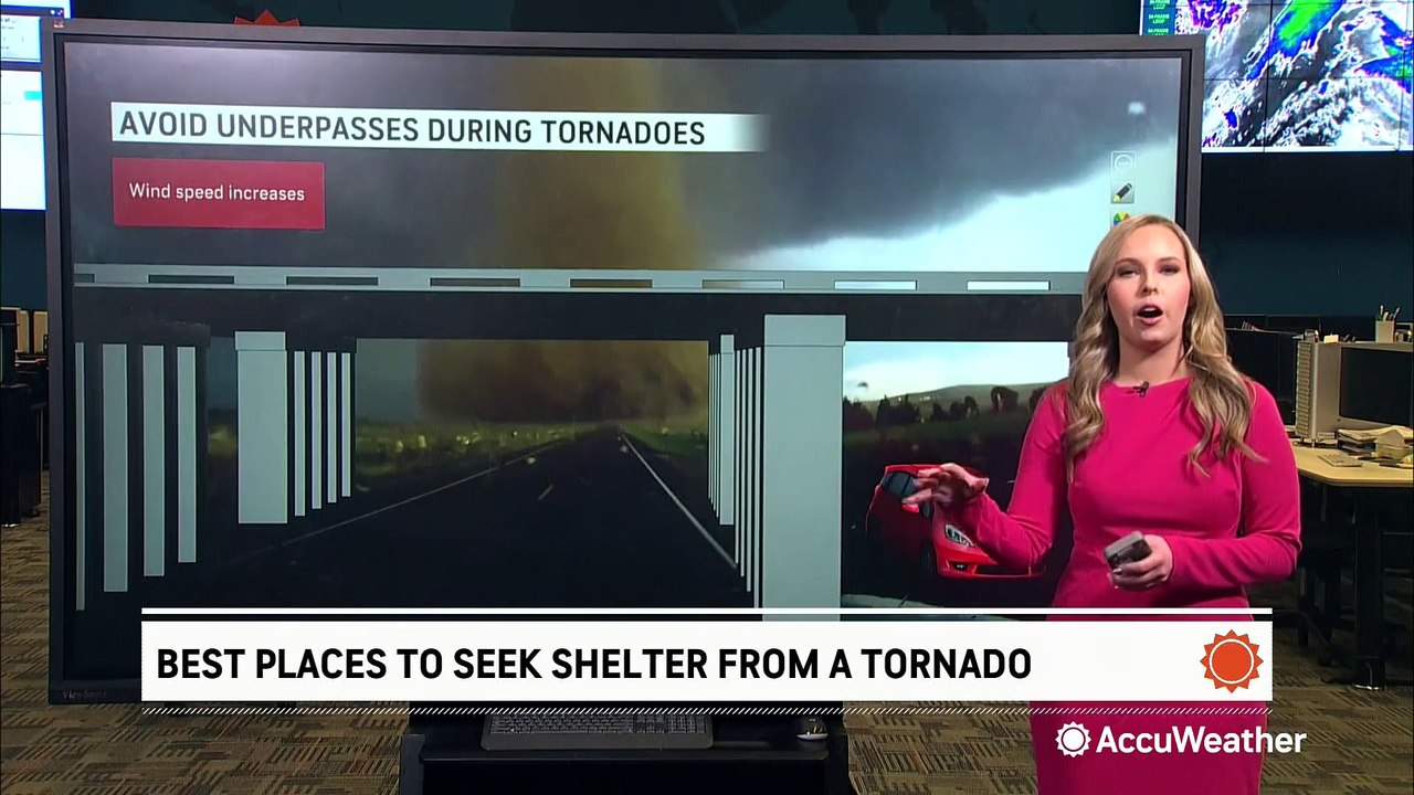 Where are the best places to seek shelter during a tornado?