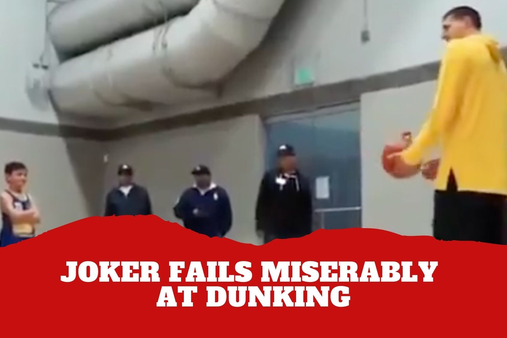 Not a chance! Nikola Jokic gets mocked by a group of kids after failing to perform a dunk