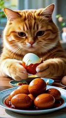 Cat is boiling Egg || Hardworking cat video