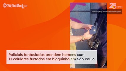 Policiais fantasiados prendem homens com 11 celulares furtados em bloquinho em São Paulo