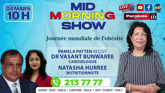 MID MORNING SHOW Pamela Patten reçoit le Dr_0. Vasant Bunwaree, et Mademoiselle Natasha Hurree