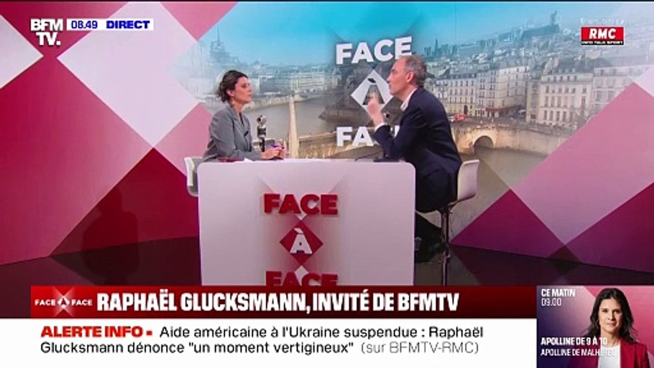 "Des patriotes de pacotille": Raphaël Glucksmann cible Marine Le Pen, "du côté des adversaires des intérêts de la France et de l'Europe"