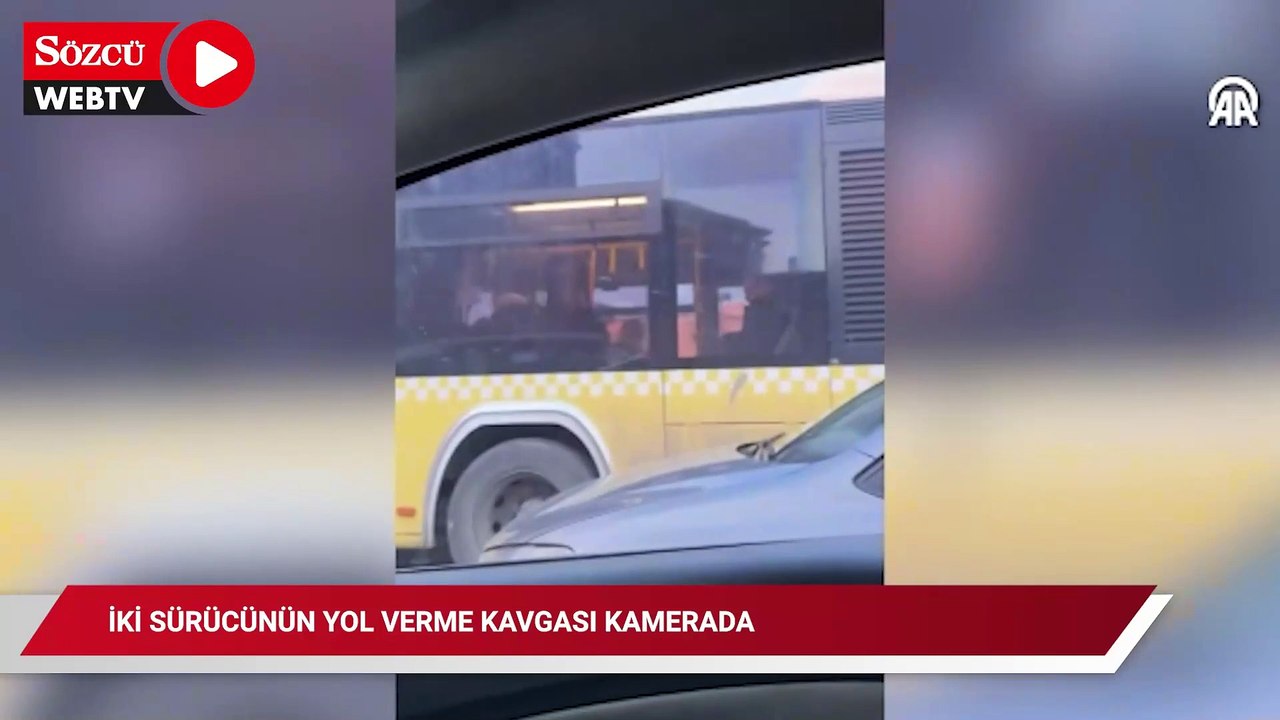 Kağıthane'de iki sürücünün yol verme tartışması kamerada