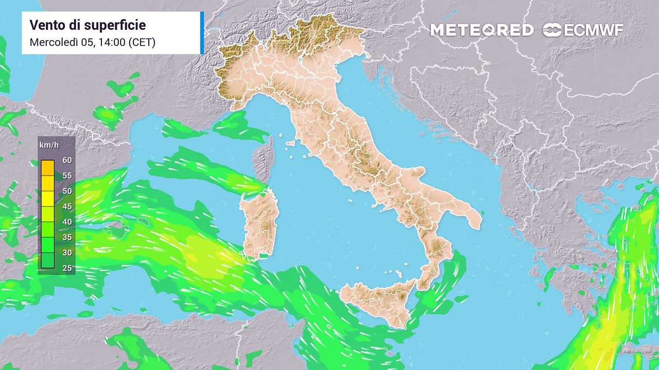 Mappa relativa ai venti
