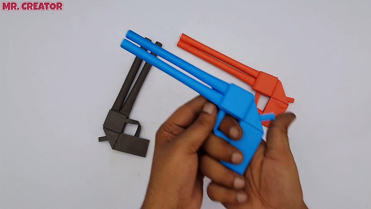 Making A Powerful Paper Pistol Gun | How To Make easy Paper Toy Gun For School Crafts | Origami gun
