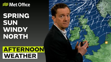 Met Office Afternoon Weather Forecast 04/03/25 –  Damp and windy north, sunny south
