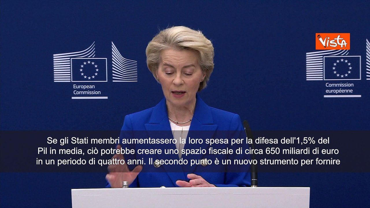 Von der Leyen: "Piano da 800 miliardi per la difesa europea"