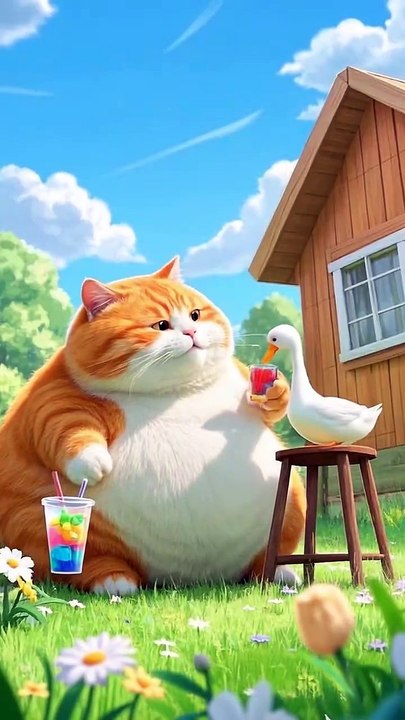 Cat cach the duck