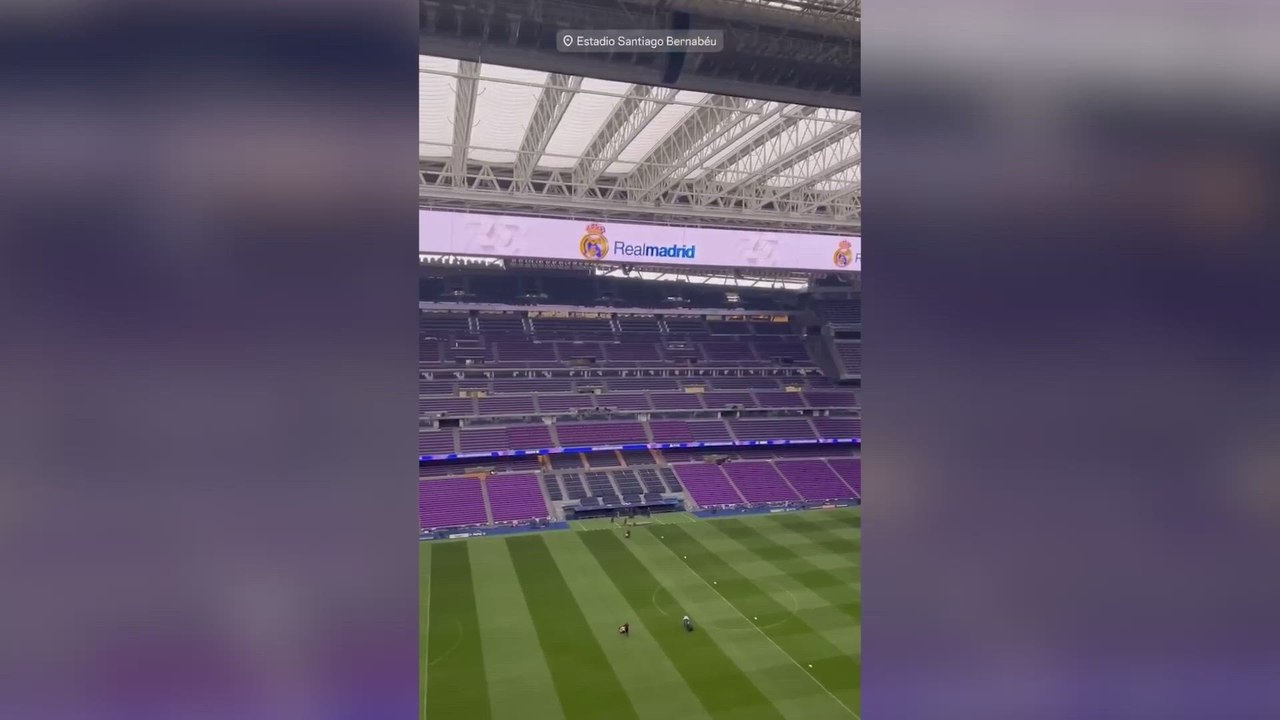 Sale a al luz horas antes el impresionante mosaico 360º que lucirá el Bernabéu para recibir al Atleti