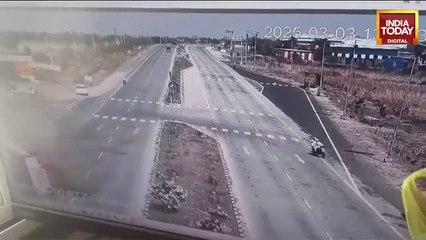 Watch: Bus with 42 passengers overturns after risky turn to avoid hitting biker