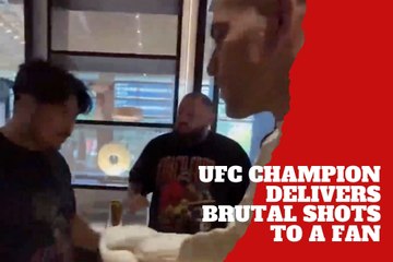 Talk about toughness! UFC champion Alex Pereira delivers six brutal body shots to a fan