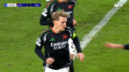 Gol de Odegaard (1-4) en el PSV 1-7 Arsenal