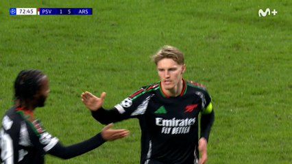 Gol de Odegaard (1-6) en el PSV 1-7 Arsenal