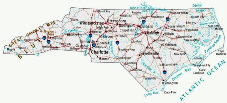 Map of North Carolina. Peta Carolina Utara. North Carolina Map. Map of North Carolina State. Peta Negara Bagian Carolina Utara. North Carolina State Map. Map of State of North Carolina. State of North Carolina Map. Peta Karolina Utara.