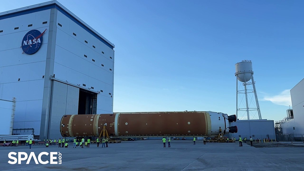NASA's Artemis 2 Moon Rocket's Core Stage Exits Assembly Facility