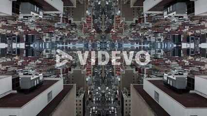 Forwards fly above buildings in urban borough in metropolis, symmetrical footage