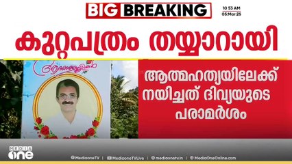 'നവീൻ ആത്മഹത്യ ചെയ്തത് ദിവ്യയുടെ പരമാർശത്തിലും പ്രവർത്തിയിലും മനംനൊന്ത്'; കുറ്റപത്രം