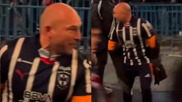 Aficionado del Real Madrid 'presume' camiseta de Rayados de Sergio Ramos a los colchoneros