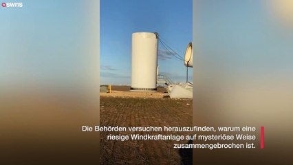 Riesige Windturbine stürzt auf mysteriöse Weise ein
