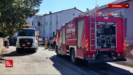 Sarıyer'de freni patlayan demir yüklü tır devrildi