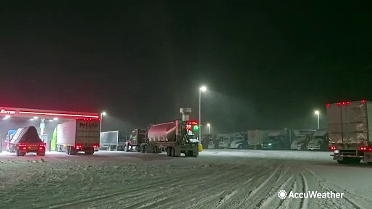 Truckers seek shelter from blizzard conditions
